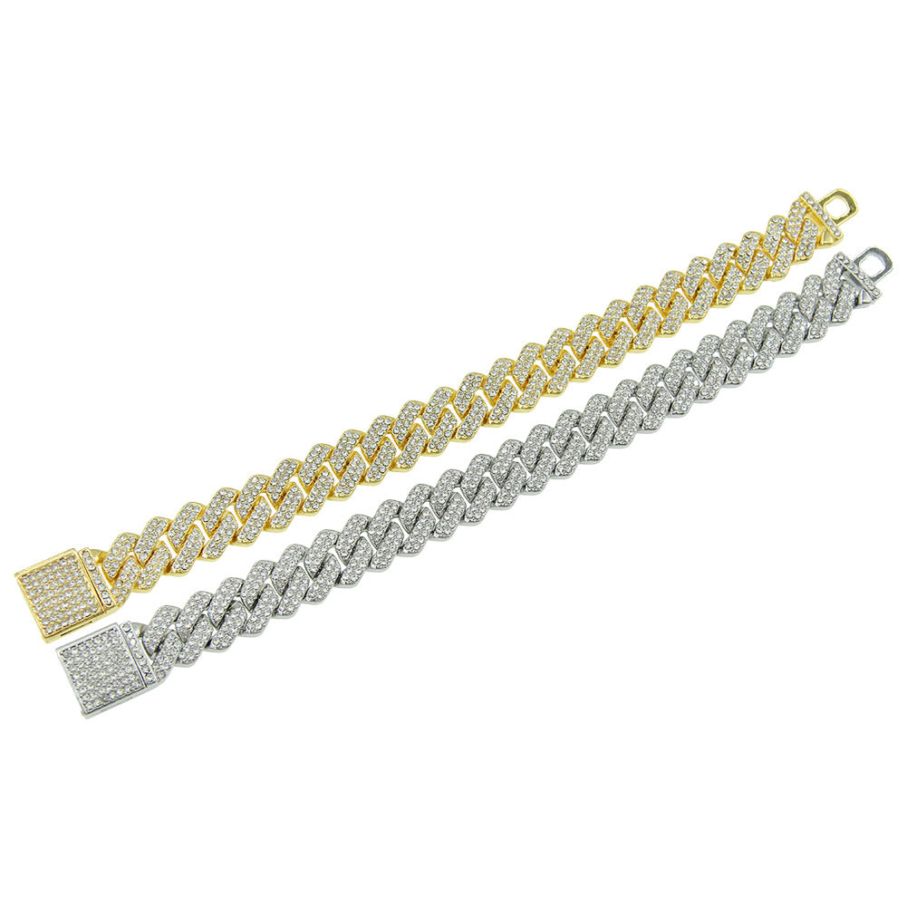 Wholesale Full Diamond Cuban Alloy Bracelet